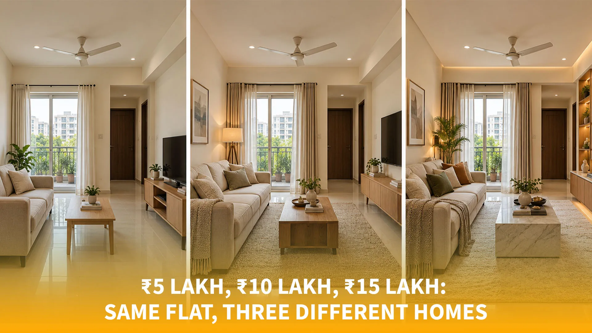 ₹5 Lakh, ₹10 Lakh, ₹15 Lakh: Same Flat, Three Different Homes
